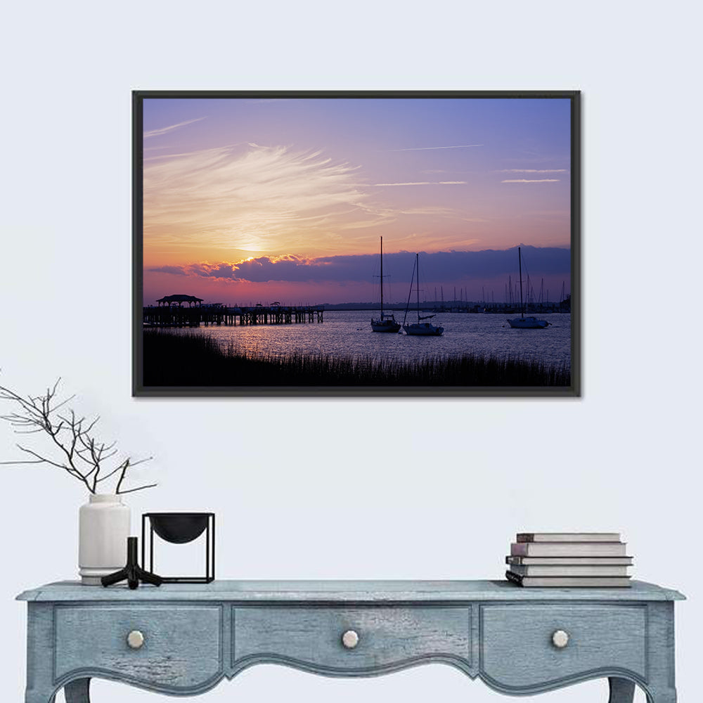 South Carolina Coastal Harbor Wall Art in a room, landscape