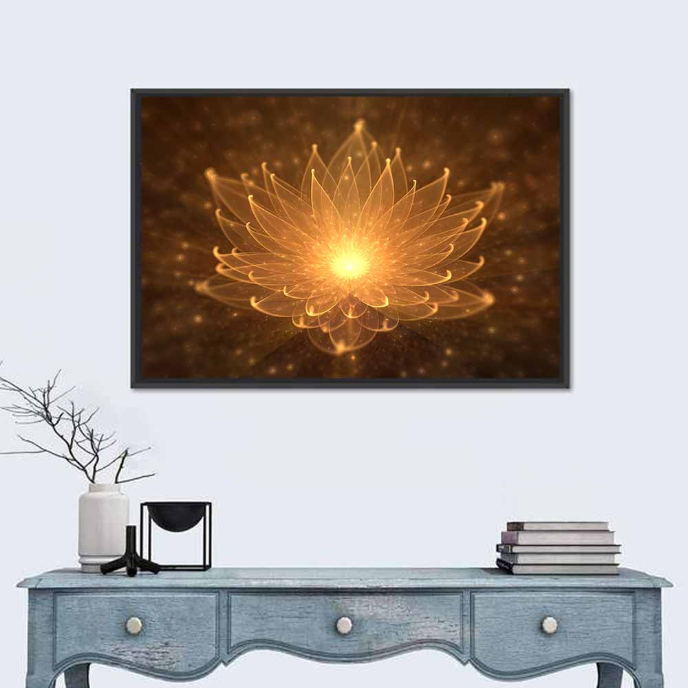 Golden Lotus Illustration Wall Art