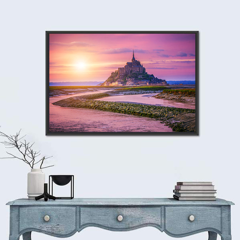 Mont Saint-michel Sunset Wall Art in a room, landscape