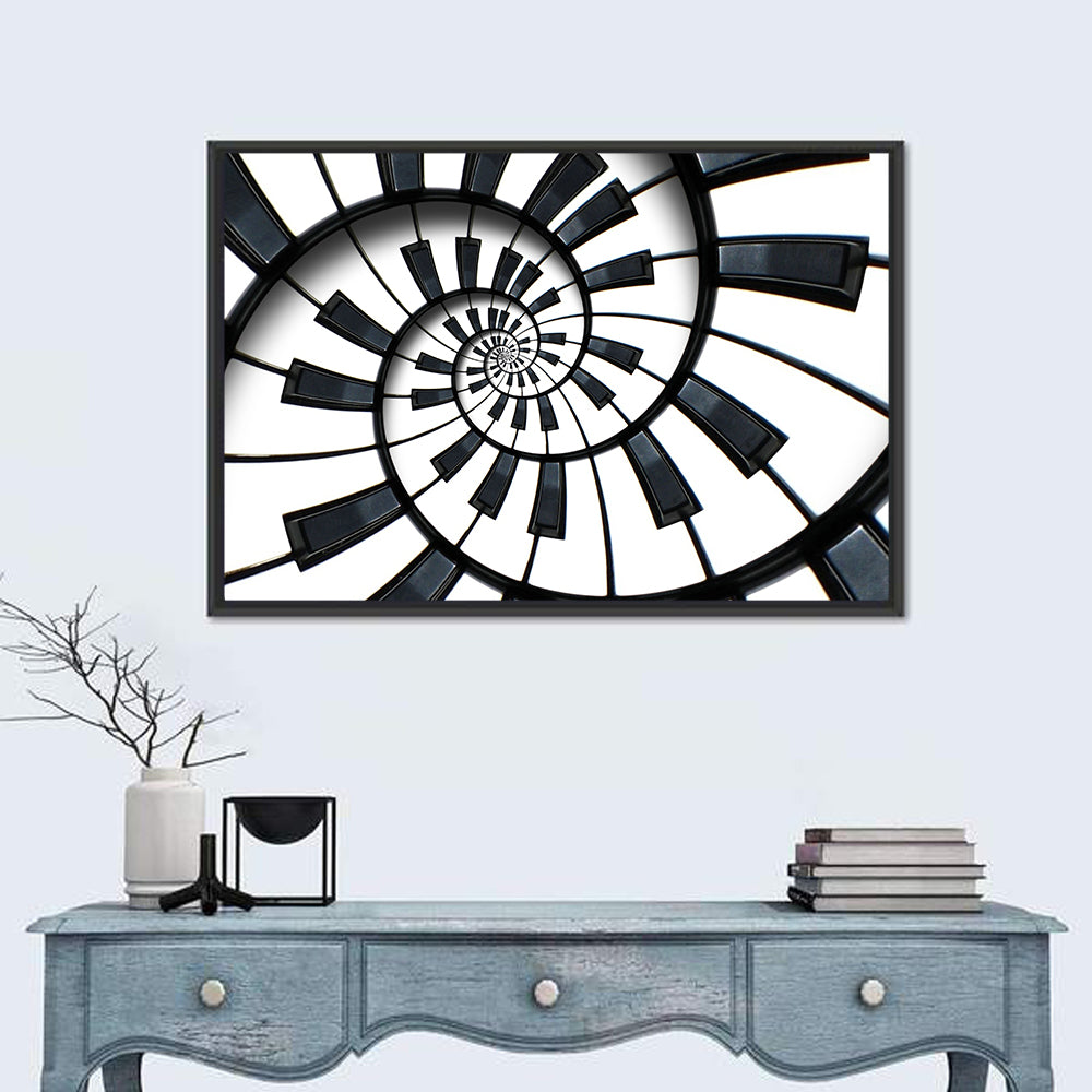 Recursive Spiral Piano Keys Wall Art