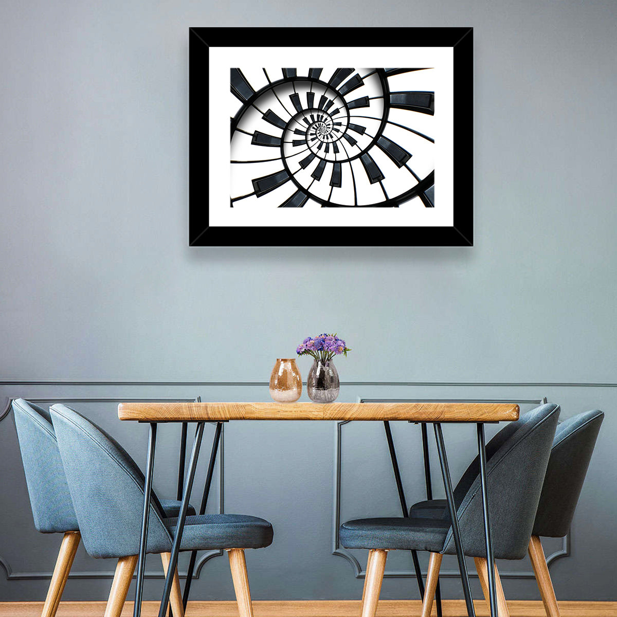 Recursive Spiral Piano Keys Wall Art