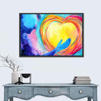 Blue Silhouette with Radiant Heart Wall Art