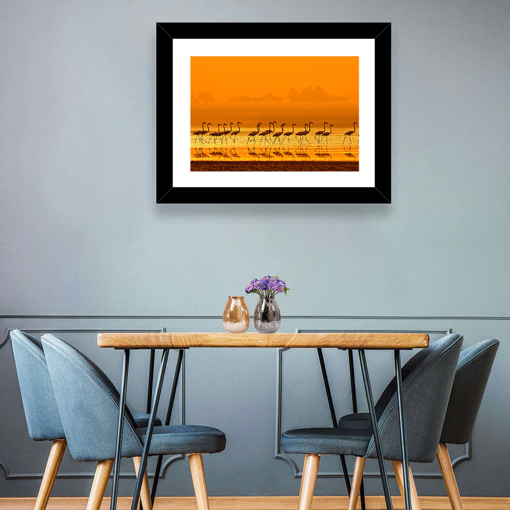 Flamingo Line at Golden Hour Wall Art