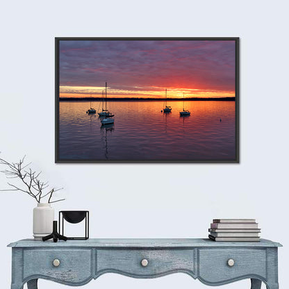 Lake Mendota Sailboats at Sunset Wall Art