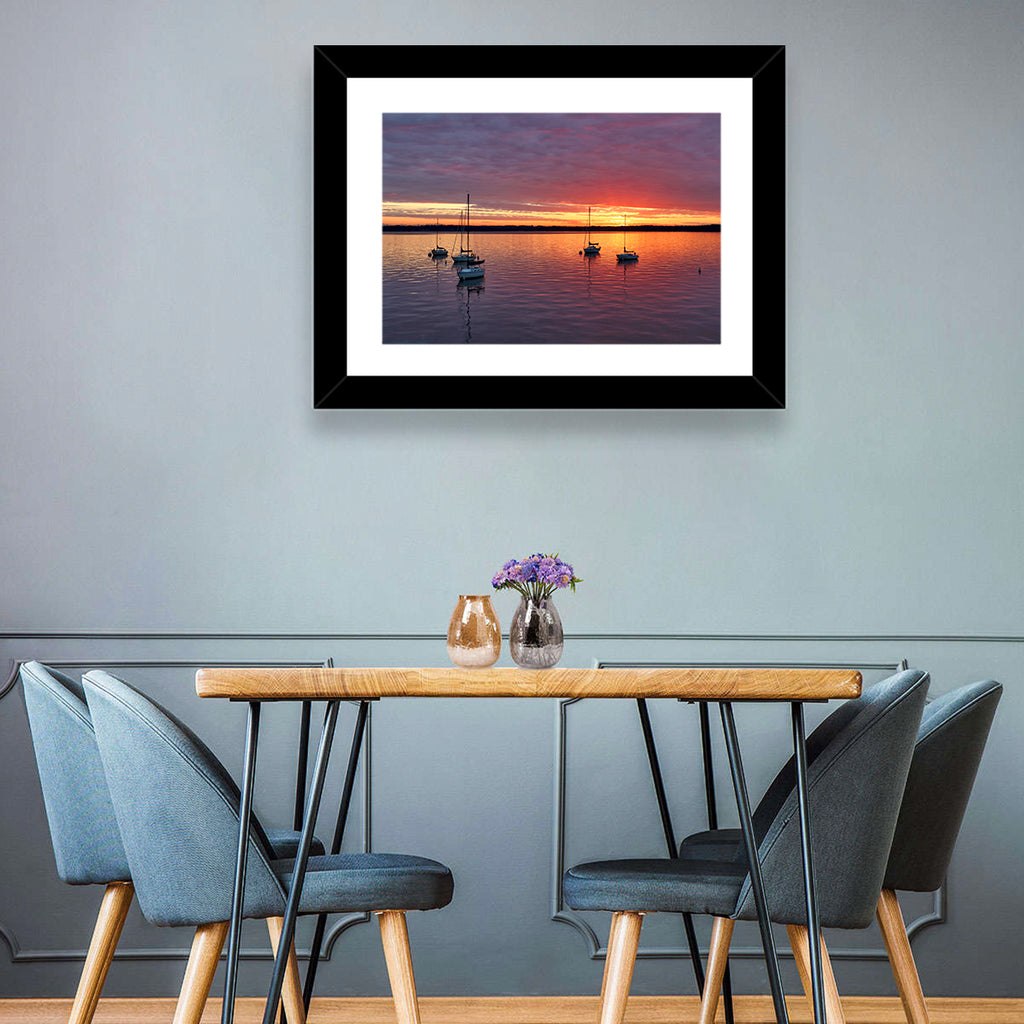 Lake Mendota Sailboats at Sunset Wall Art