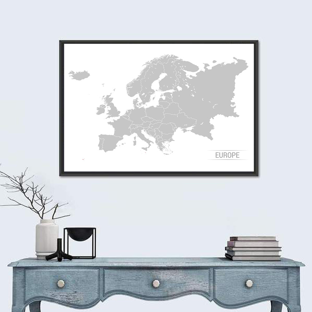 Gray Europe Outline Map Wall Art