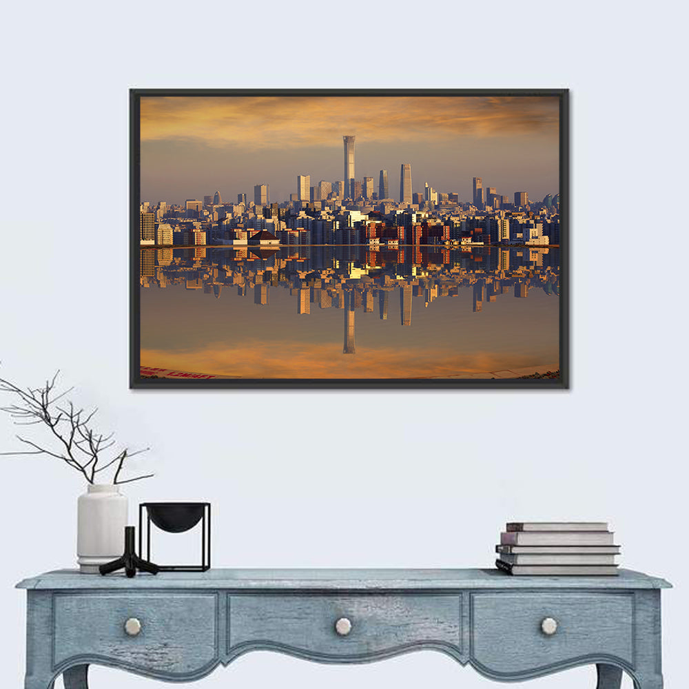 Beijing Citic Tower Skyline Wall Art in a room, landscape