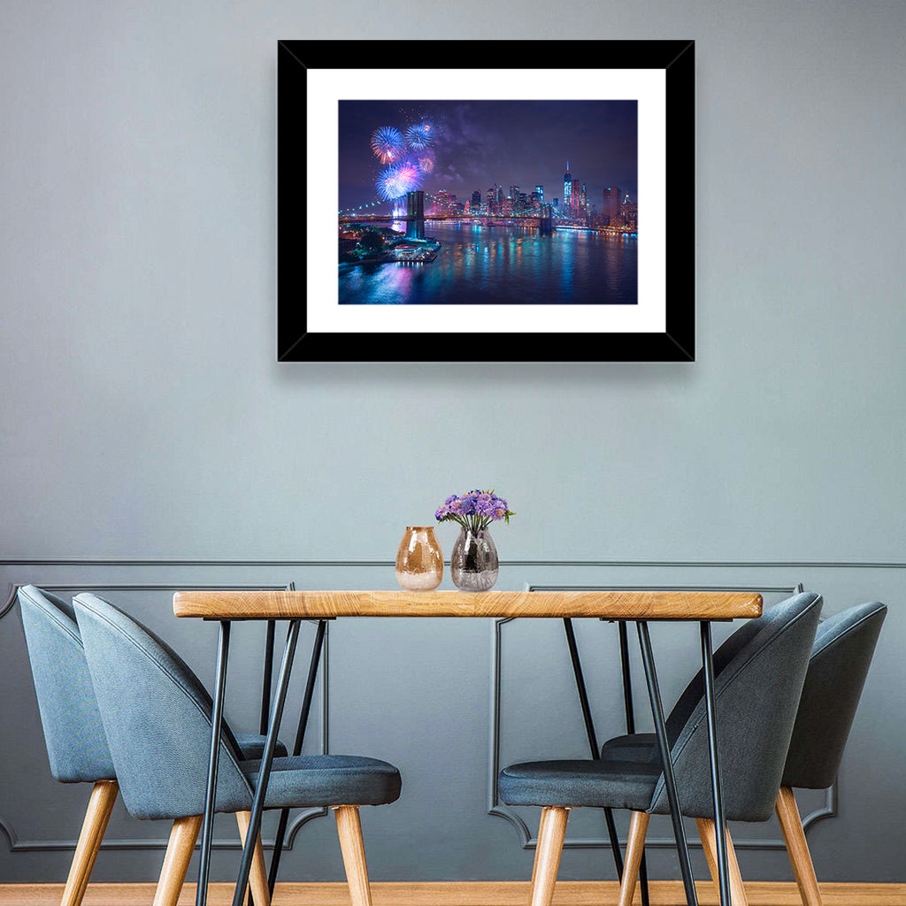 Fireworks Over Brooklyn Bridge Wall Art