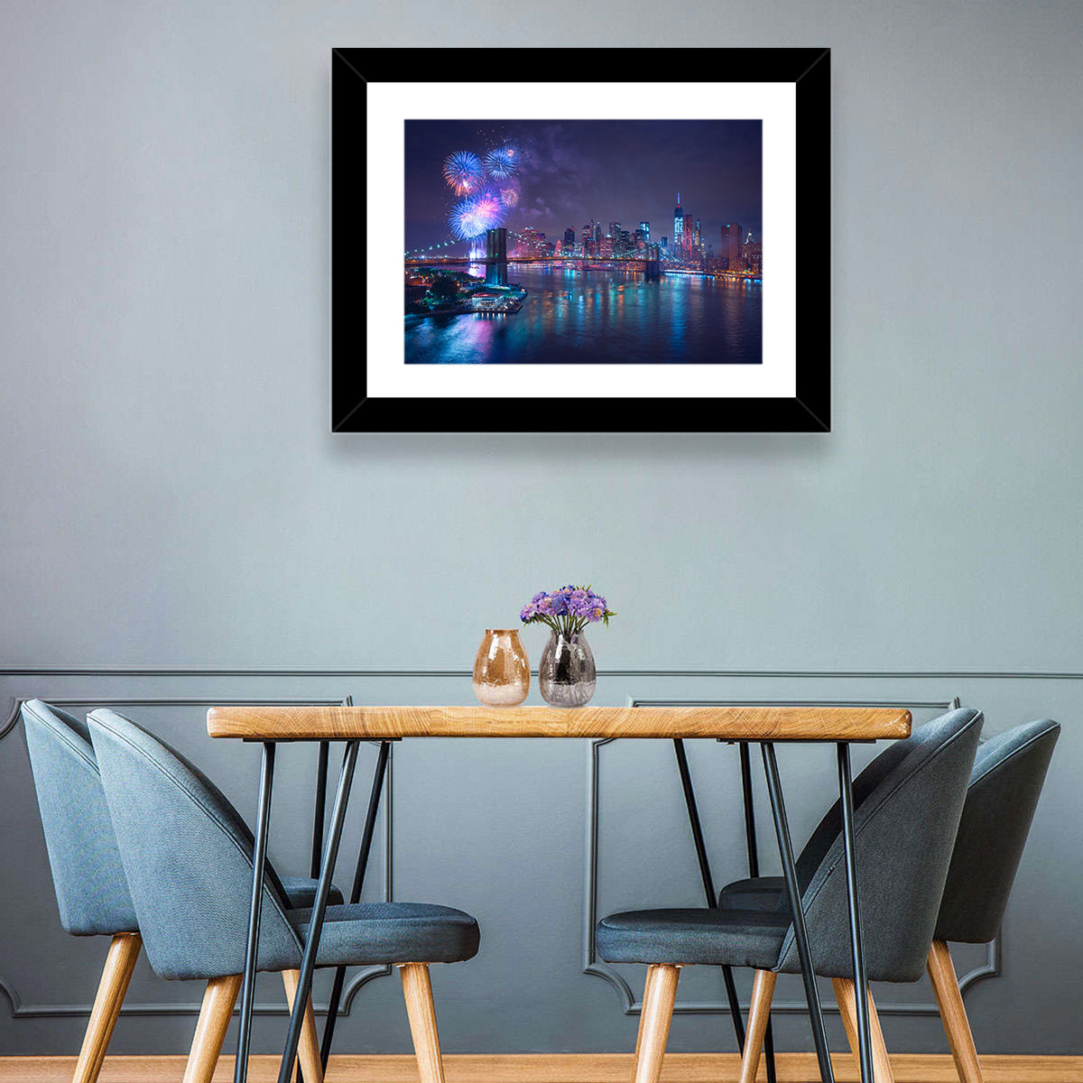 Fireworks Over Brooklyn Bridge Wall Art