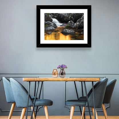 Golden Stream Waterfall Wall Art