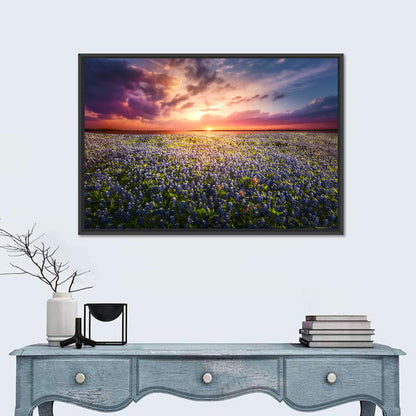 Texas Bluebonnet Sunset Wall Art