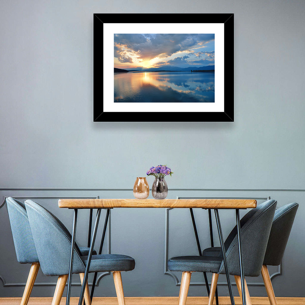 Golden Hour Lake Reflection Wall Art