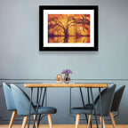Golden Mist Forest Reflection Wall Art