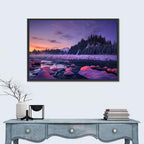Twilight River and Snowy Pines Wall Art