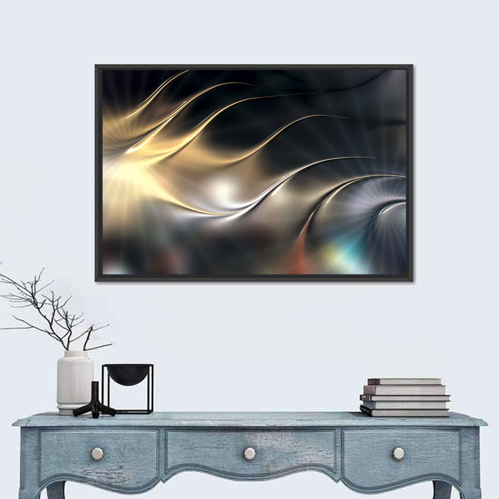 Luminous Metallic Wave Wall Art
