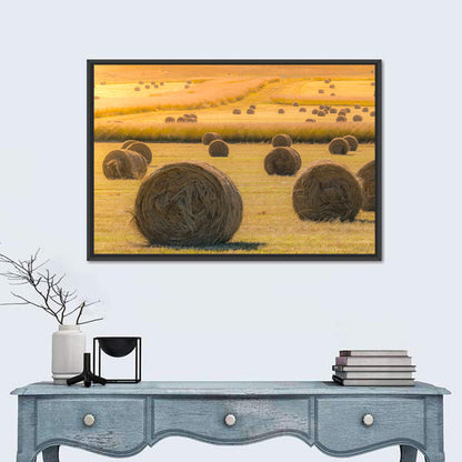 Hay Bales at Golden Hour Wall Art