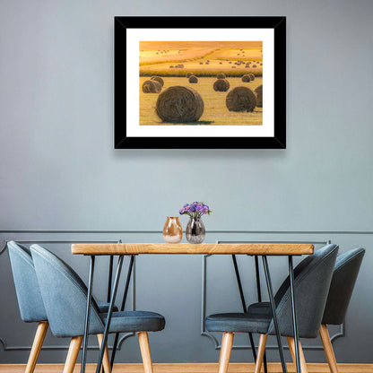 Hay Bales at Golden Hour Wall Art