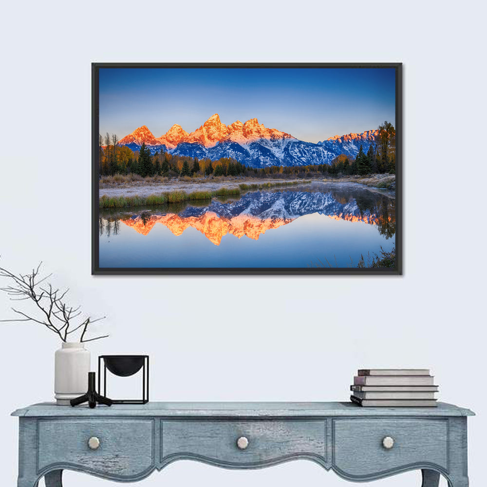 Schwabacher Landing, Grand Teton Sunrise Wall Art in a room, landscape