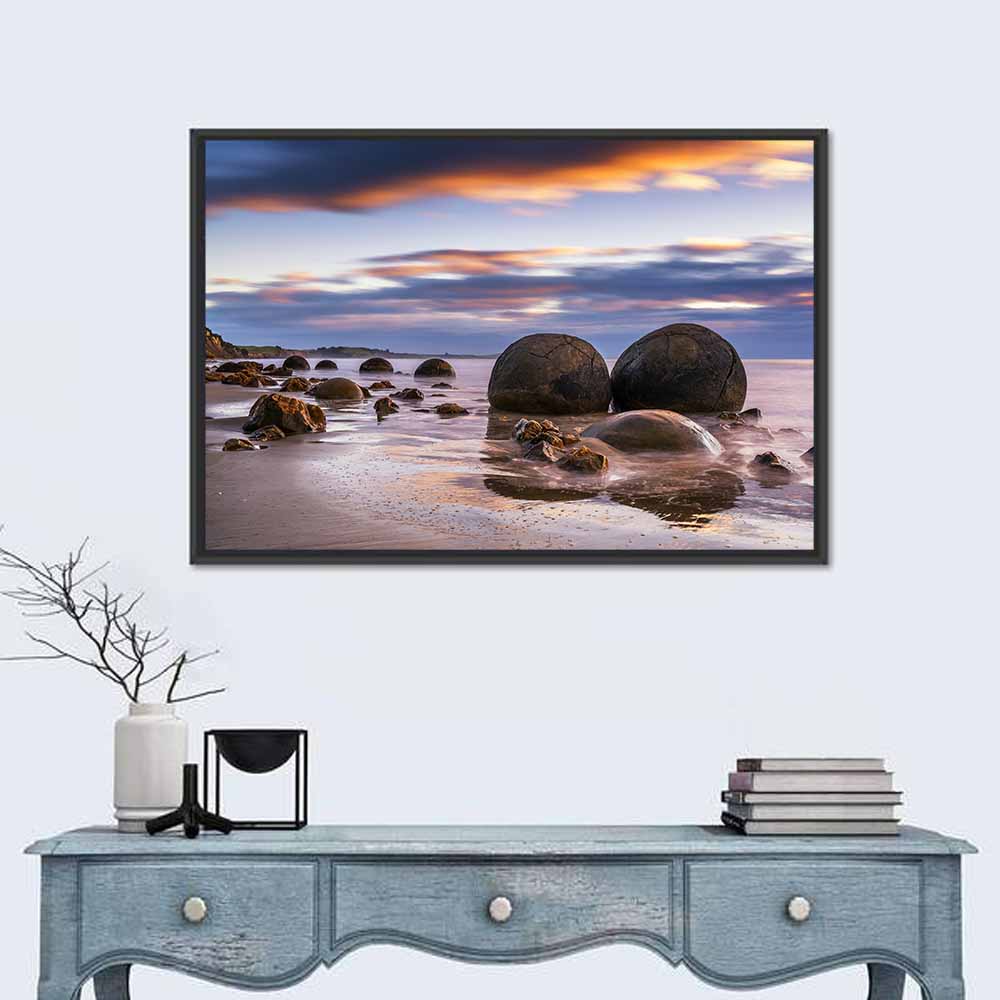 Moeraki Boulders at Sunset Wall Art