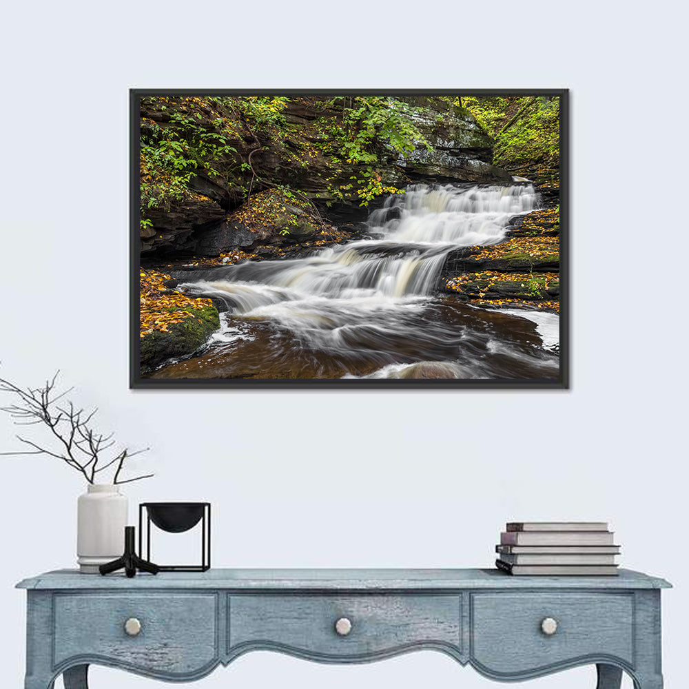 Cascading Autumn Waterfall Wall Art