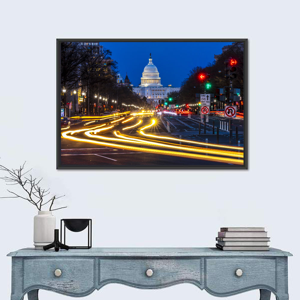 Pennsylvania Avenue at Dusk Wall Art in a room, landscape