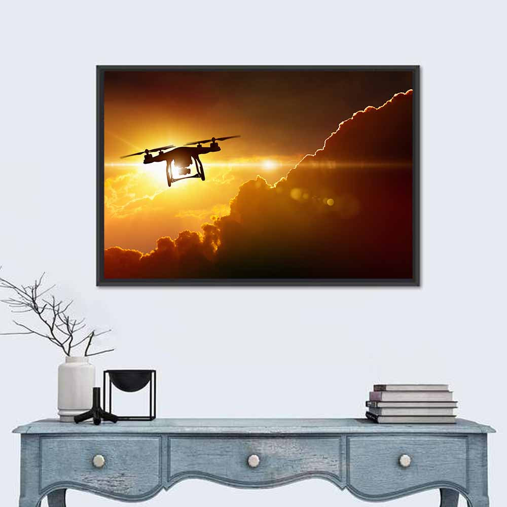 Drone Silhouette at Sunset Wall Art