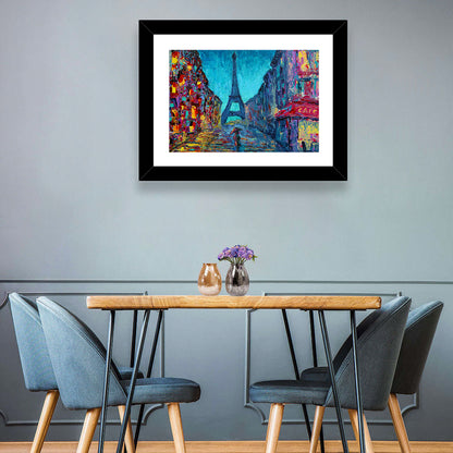 Rainy Paris Street with Eiffel Tower Wall Art