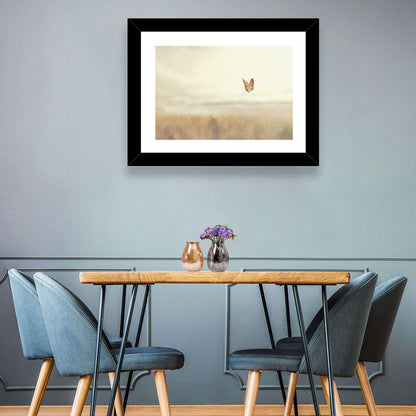 Monarch Over Beige Field Wall Art