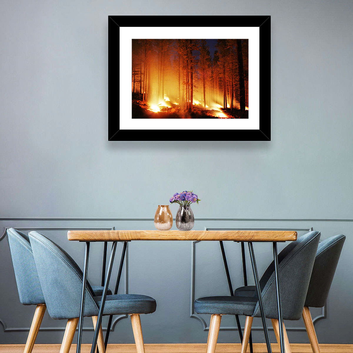 Night Forest Fire Wall Art