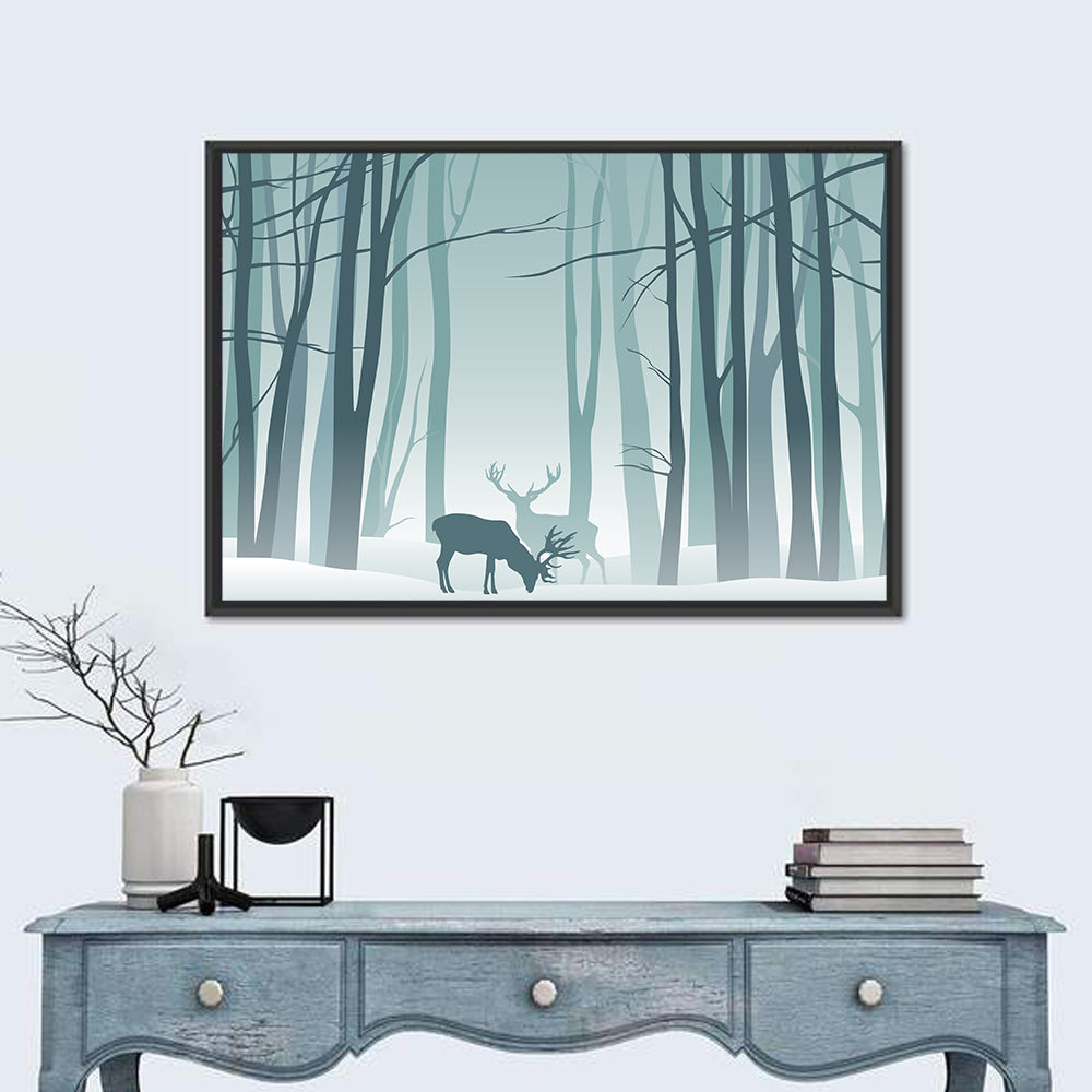 Winter Deer Silhouette Wall Art