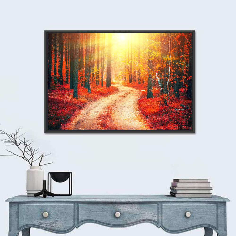 Golden Path Through Autumn Woods Wall Art