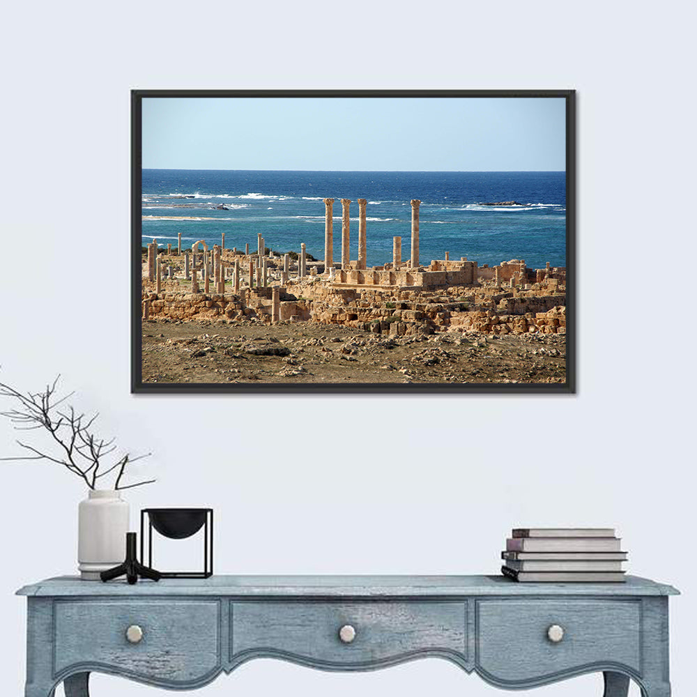 Leptis Magna Coastal Ruins Wall Art in a room, landscape