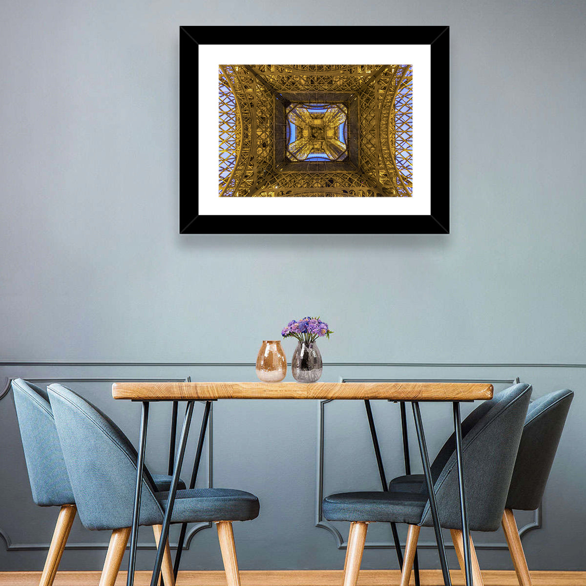 Eiffel Tower Lattice at Dusk Wall Art