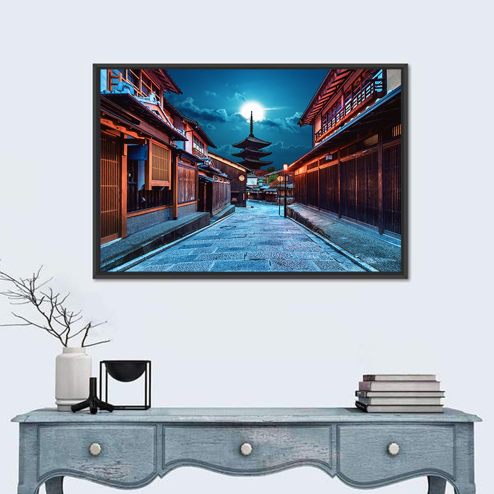Moonlit Sannen Zaka Kyoto Wall Art in a room, landscape