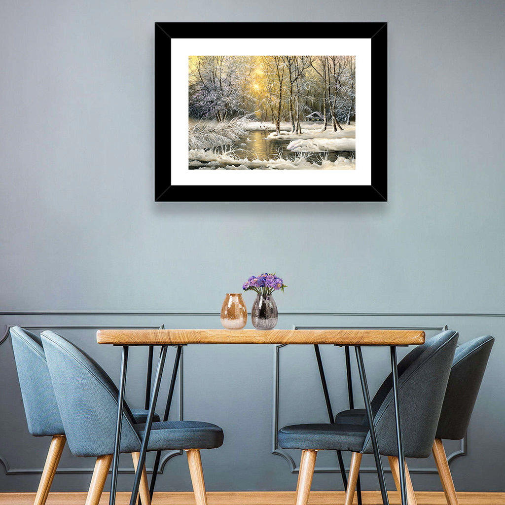 Sunlit Winter Cabin Wall Art