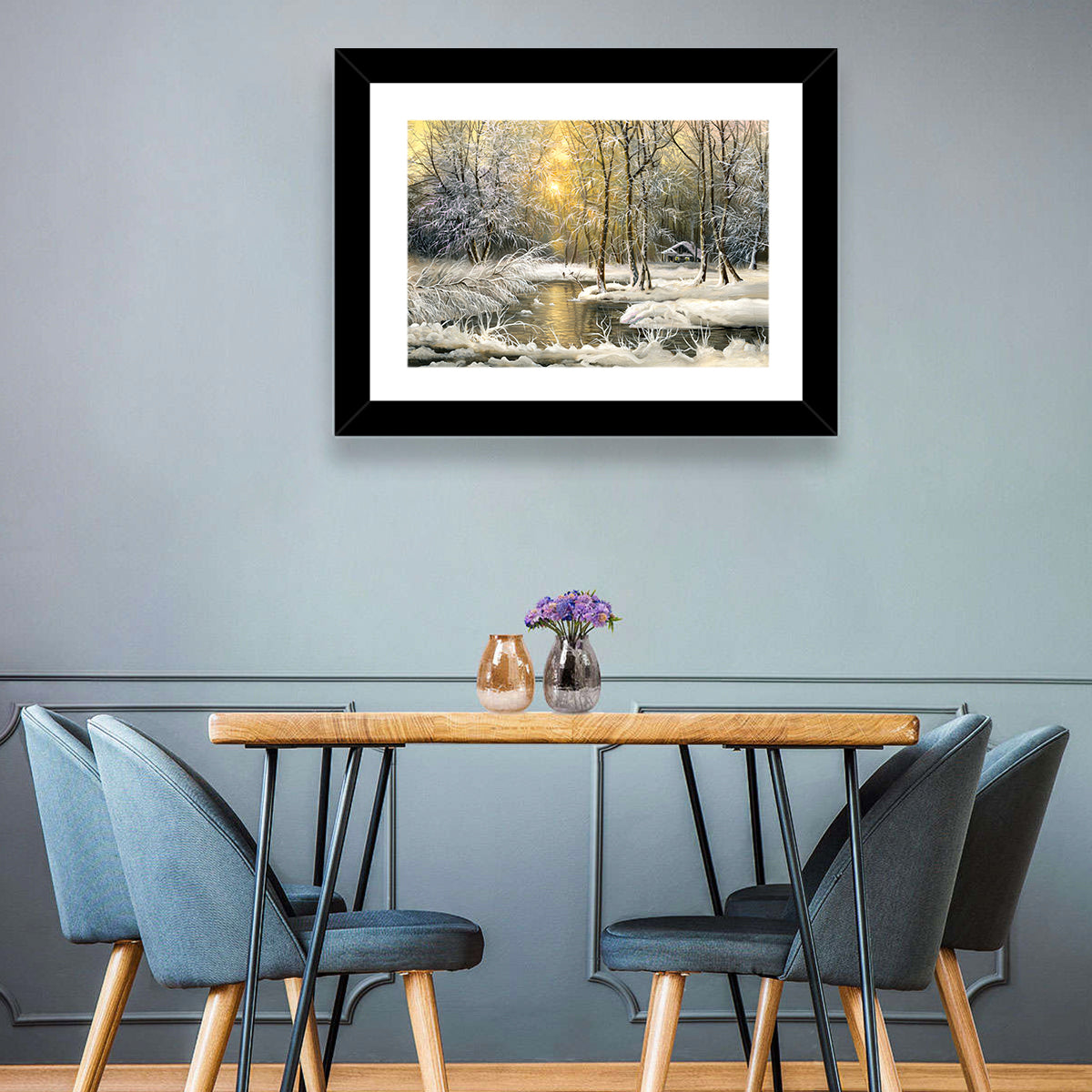 Sunlit Winter Cabin Wall Art
