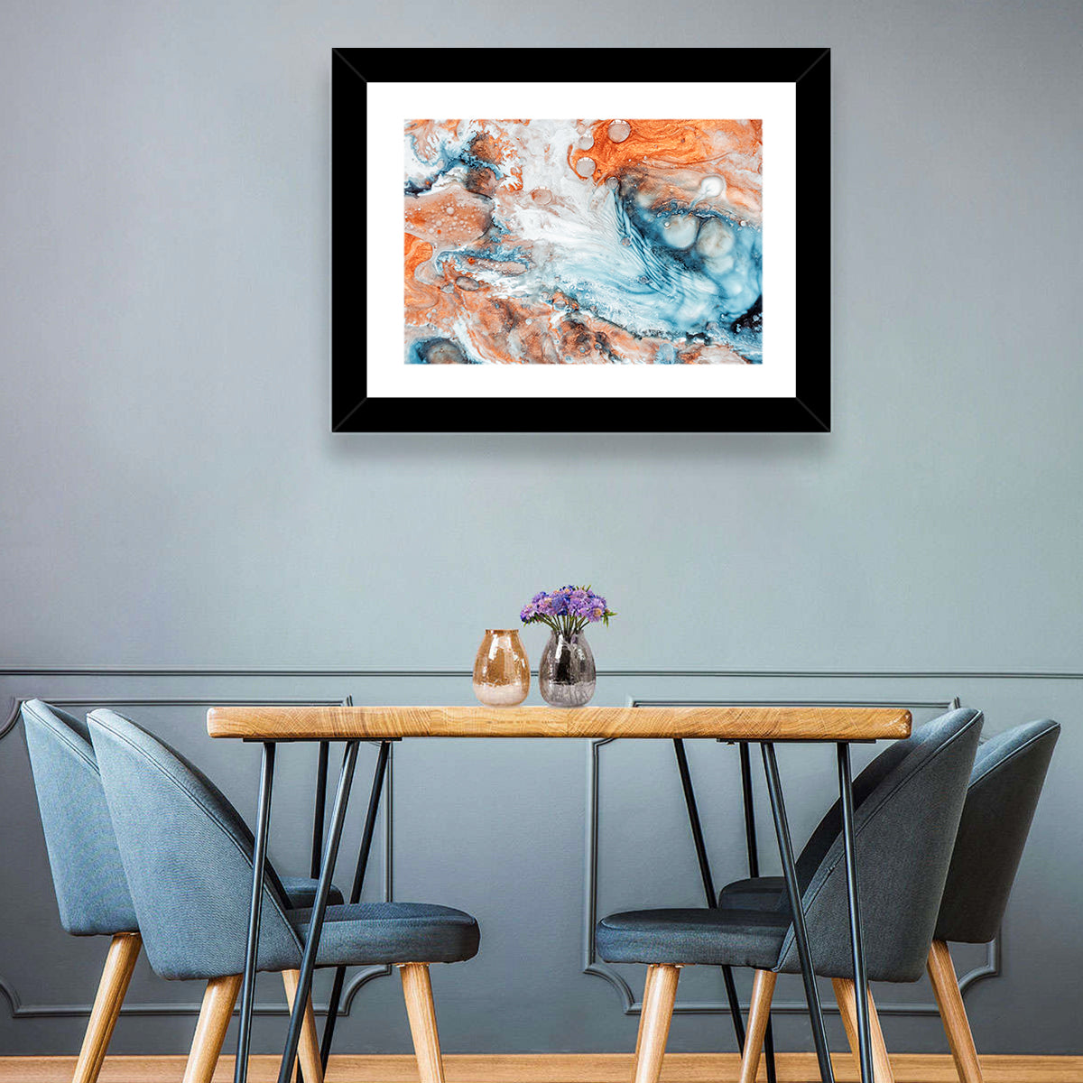 Copper Marble Fluid Abstract Wall Art