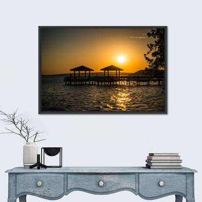 Lake Dardanelle Pier Sunset Wall Art