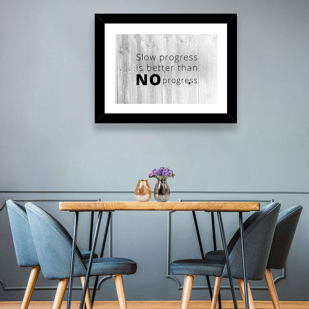 Slow Progress Better Than No Progress, Rustic Gray Wall Art