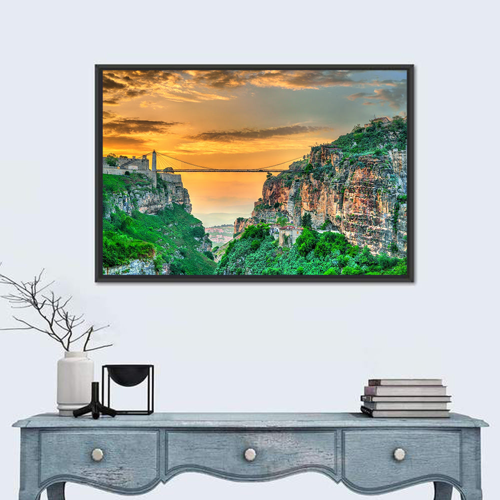 Sidi M'cid Bridge Over Constantine Canyon Wall Art in a room, landscape
