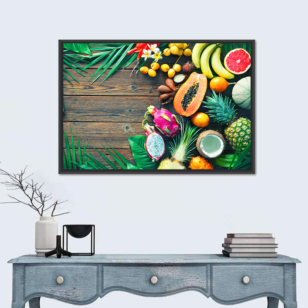 Tropical Fruit Still Life Wall Art in a room, landscape
