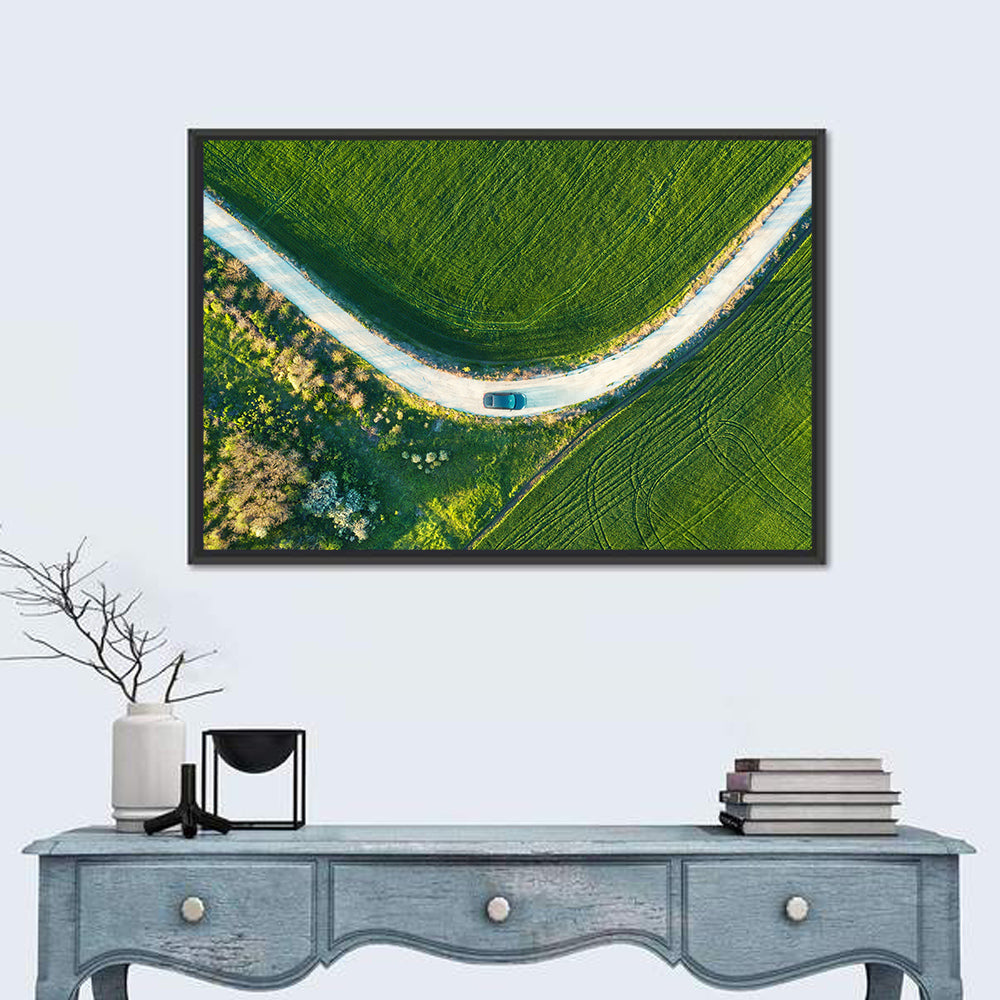 Aerial Farm Fields at Golden Hour Wall Art