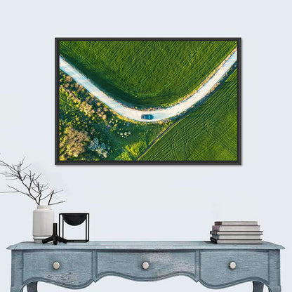 Aerial Farm Fields at Golden Hour Wall Art