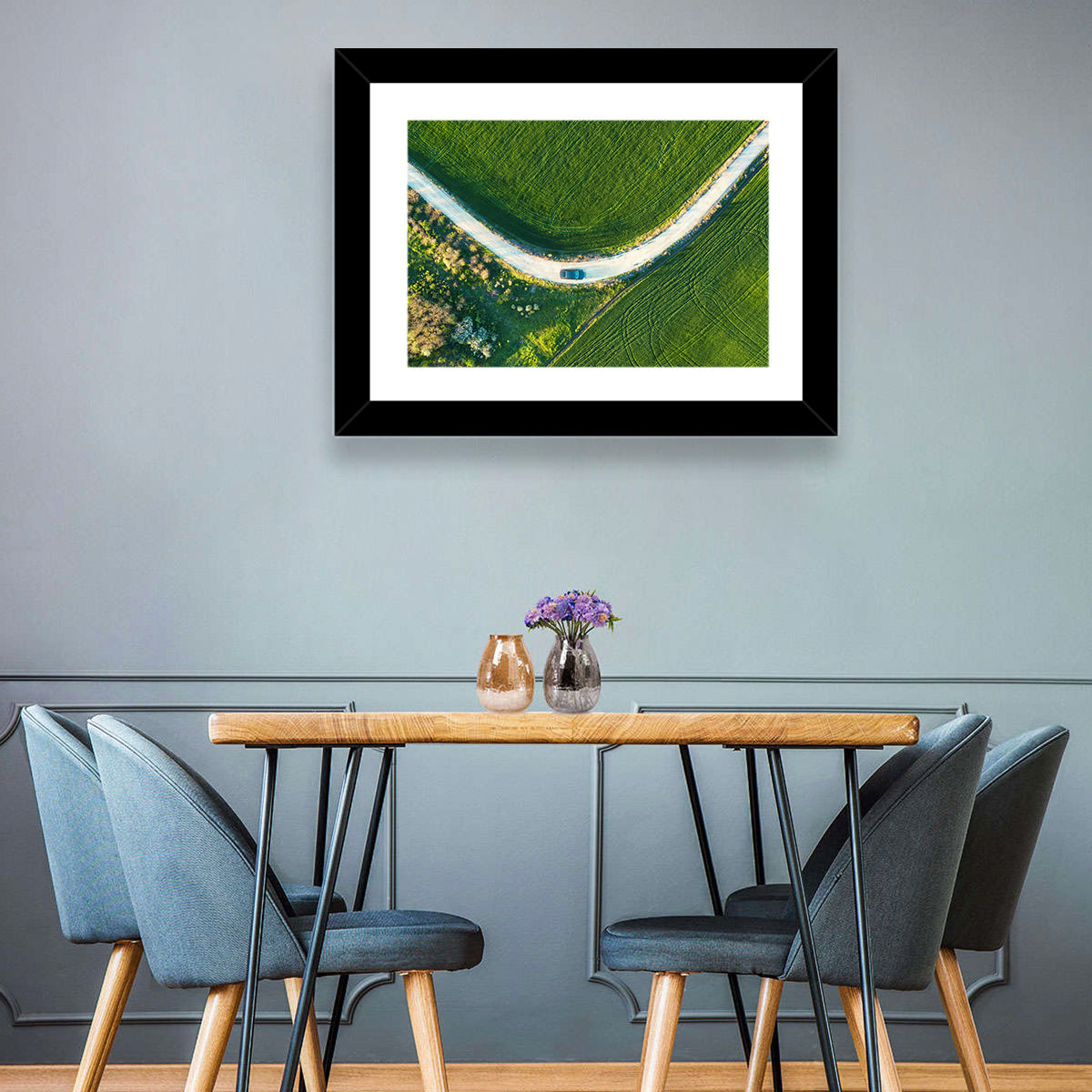 Aerial Farm Fields at Golden Hour Wall Art