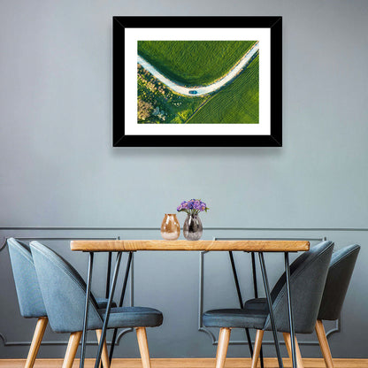 Aerial Farm Fields at Golden Hour Wall Art