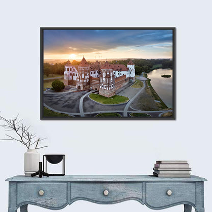 Mir Castle Sunrise Over Lake Wall Art