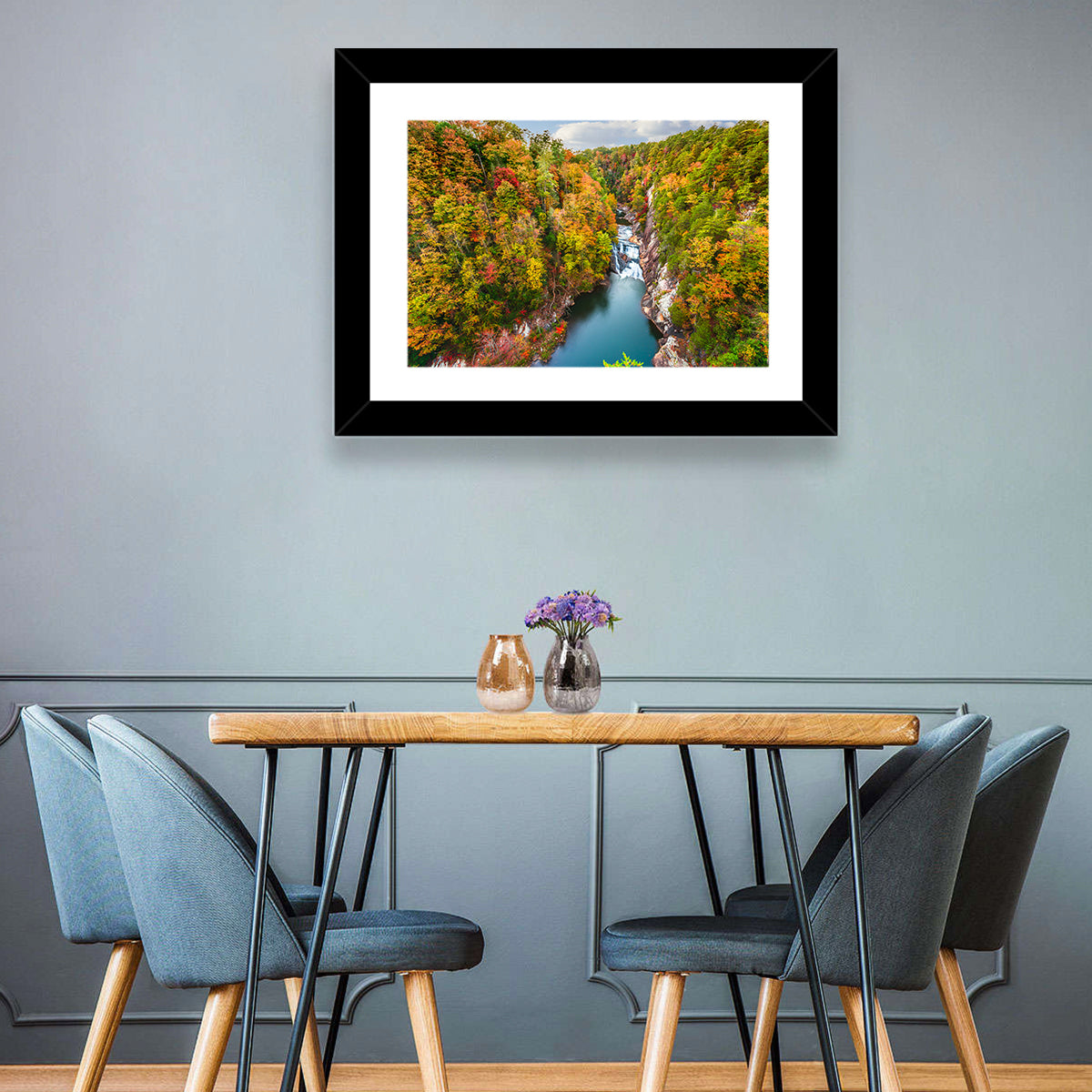 Tallulah Gorge Waterfall Wall Art in a room, landscape