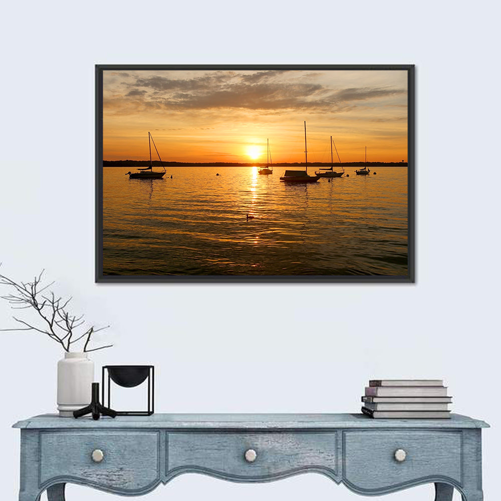Lake Mendota Golden Sailboats Wall Art