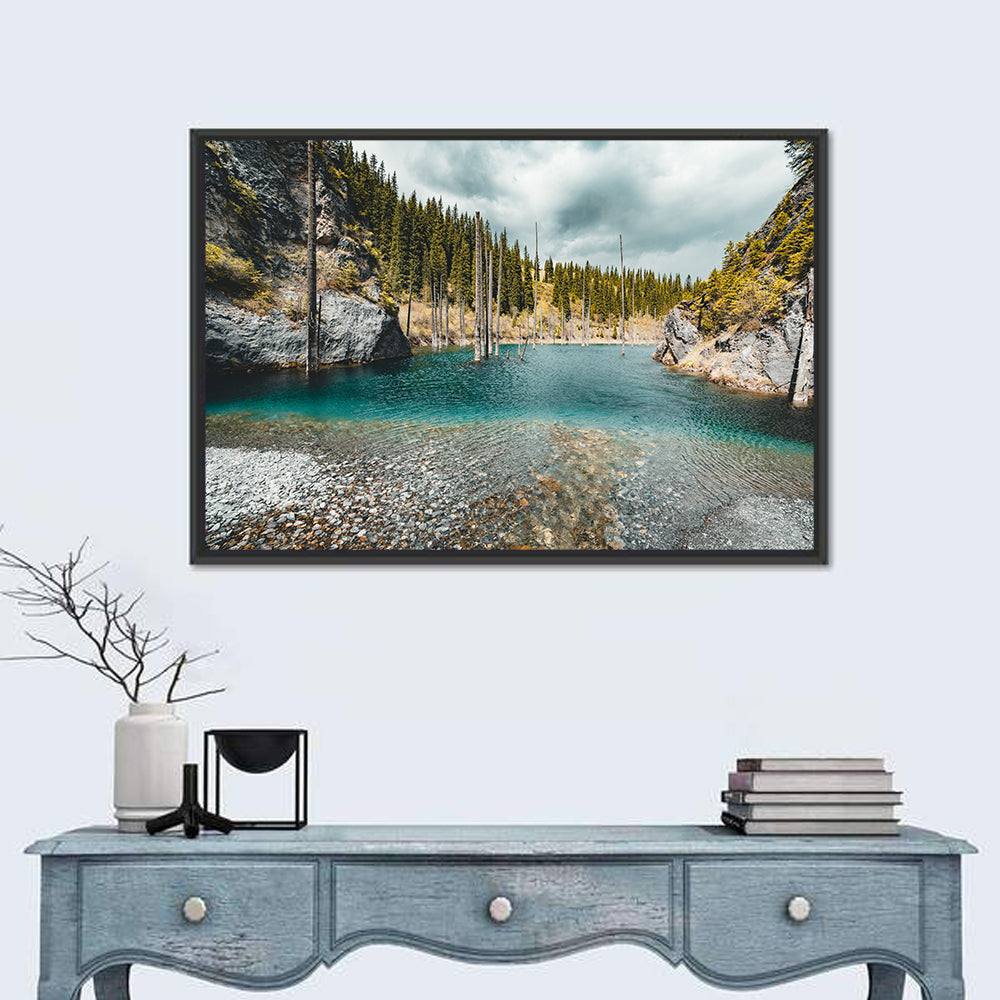 Sunken Forest at Kaindy Lake Wall Art in a room, landscape