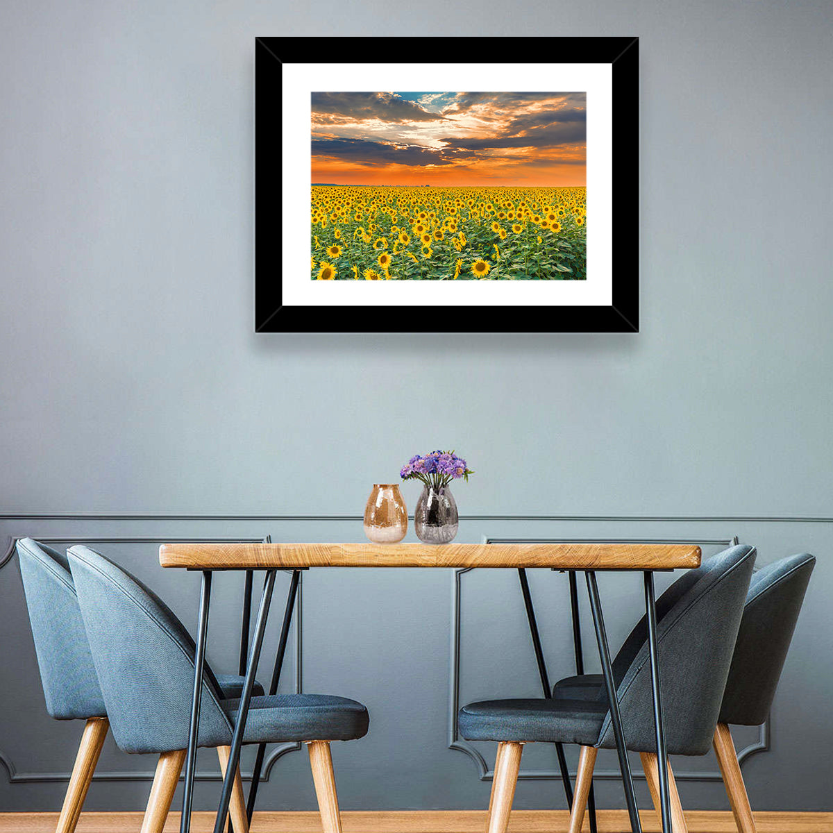 Golden Hour Sunflower Field Wall Art